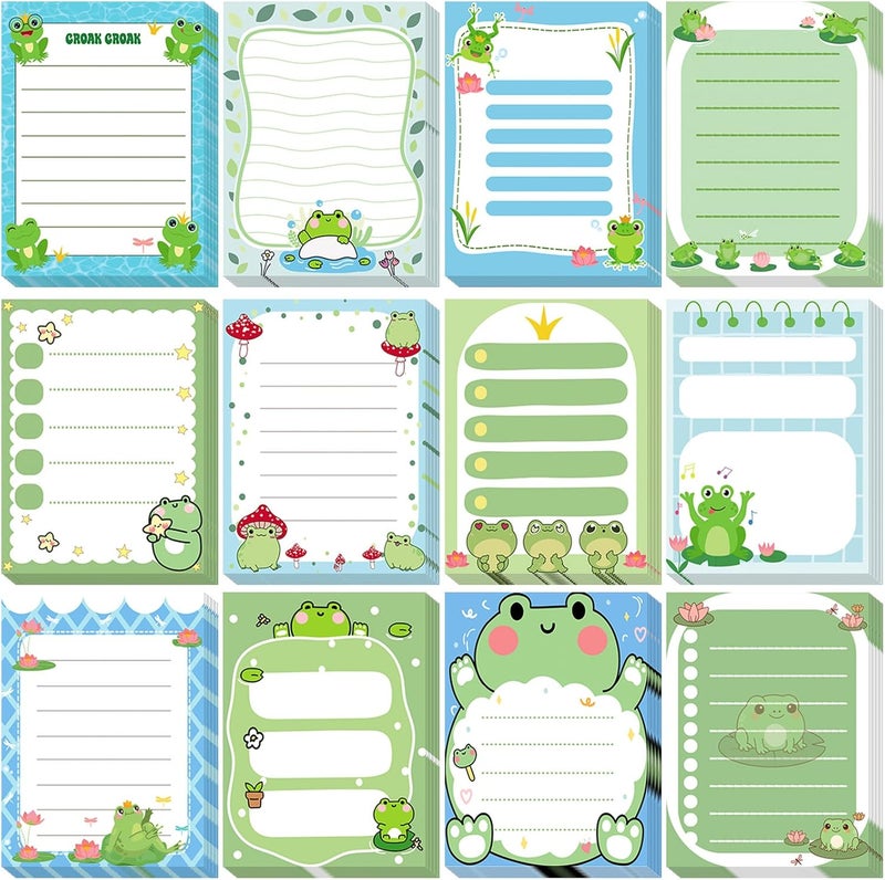 Chiisong 12 Pack Frog Sticky Notes Gifts Cute Frog Sticky Notes 3x4 Inch Cartoon Funny Self Stick Notepads Novelty Animals Post Pads Favors for Women Men Office Supplies Home Christmas Small Gifts - Image 1
